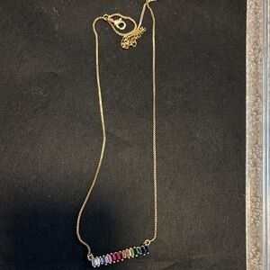 Multicolor Gemstone Bar Necklace